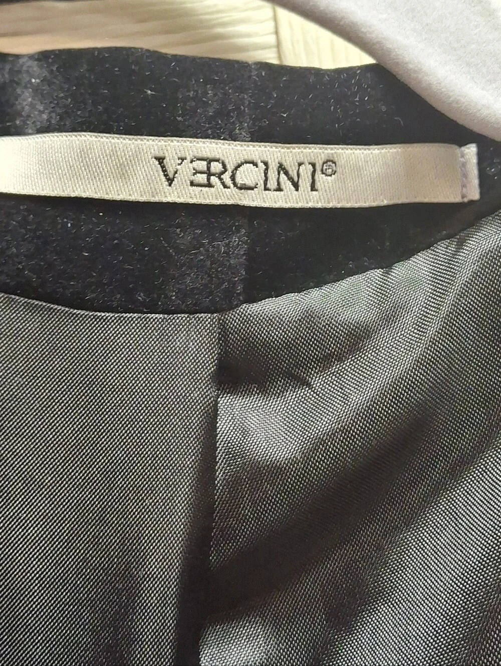 Vercini Blue Black Polka Dot Tuxedo Blazer Men's Slim Fit Size 46 Made in Turkey